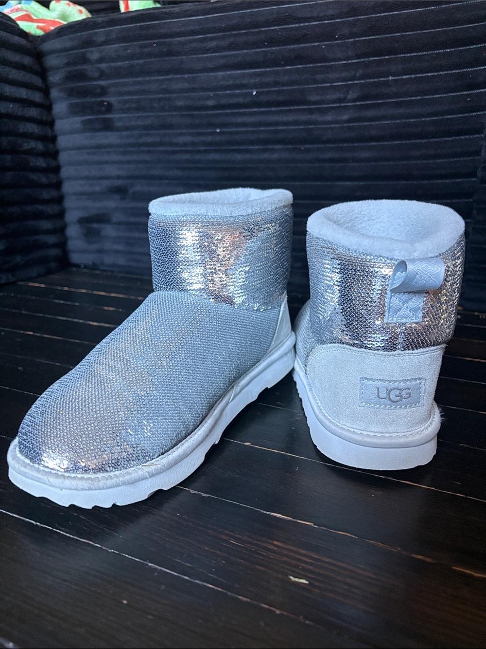 UGG Kids Silver Sequin Short Boot